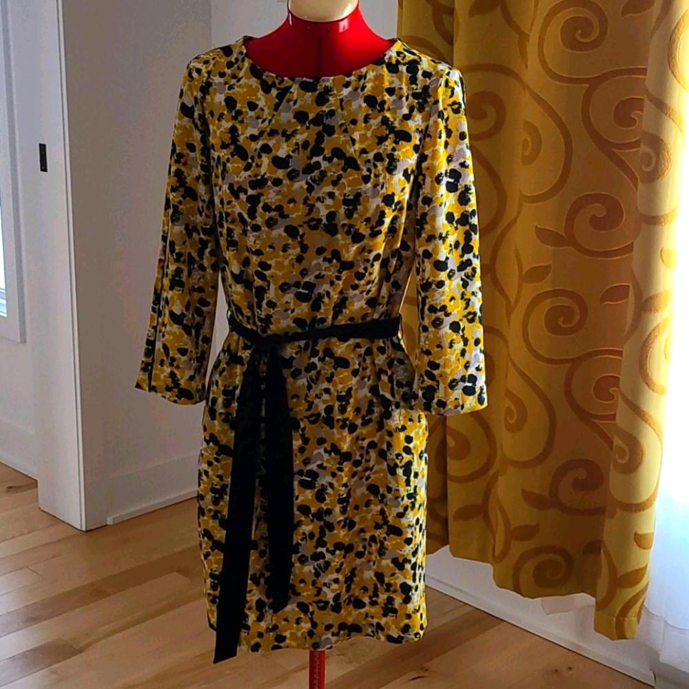 H&M yellow and black print dress